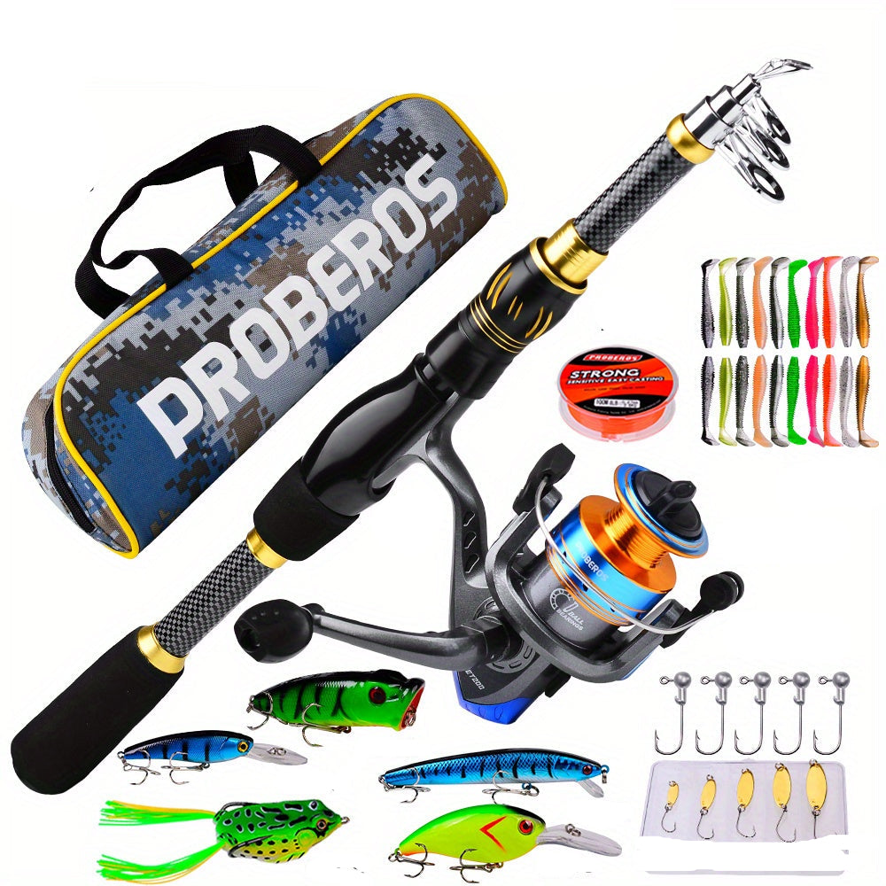 Fishing Rod Reel Combo Kit with Lures and Bag