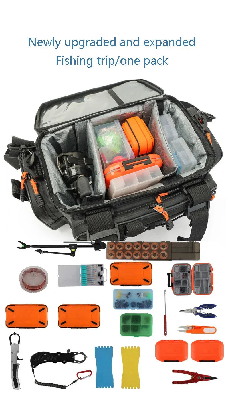 Waterproof Fishing Gear Shoulder Bag Camping Black