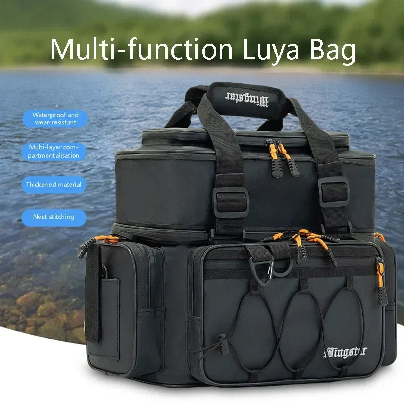 Waterproof Fishing Gear Shoulder Bag Camping Black