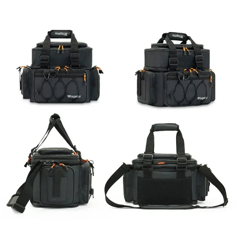 Waterproof Fishing Gear Shoulder Bag Camping Black