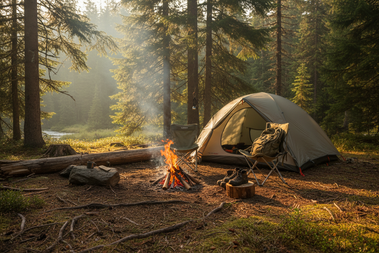 Realistic campsite photograph